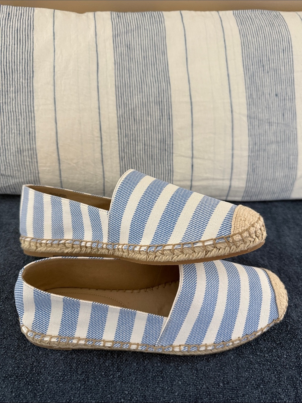 New Ann Taylor Light Blue and White Striped Espadrille Flats size 8.5